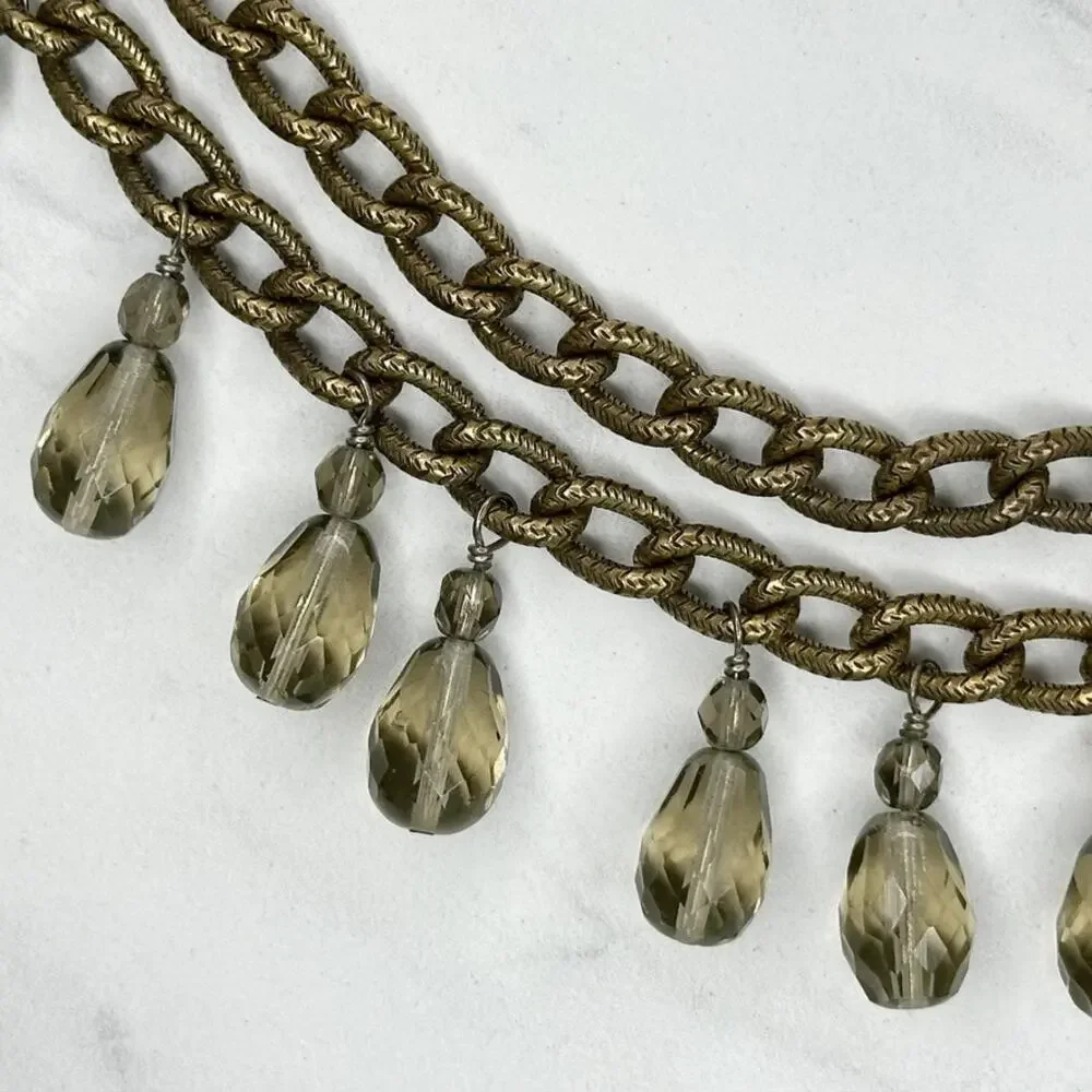Chain Link Fringe Smoky Bead Drop Belt Gold Tone Extra Small/Small (XS/S) ✨